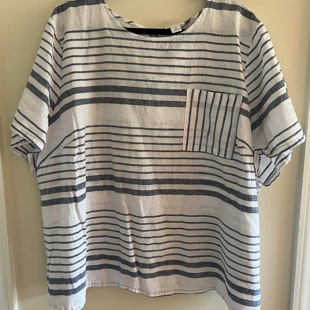 Linen/Cotton Mix Short Sleeve Shirt
